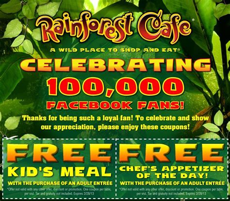 Rainforest Cafe Printable Coupon
